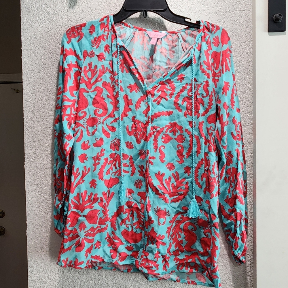 Lilly Pulitzer pink and blue top size xs